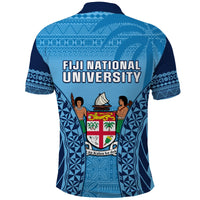 Fiji University Polo Shirt National Fijian Tapa Pattern Blue - Wonder Print Shop