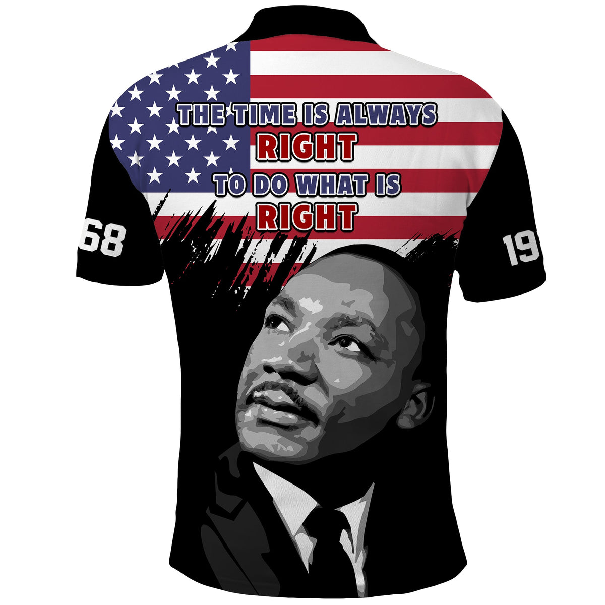 United States Polo Shirt Happy MLK Day Flag Grunge Style - Wonder Print Shop