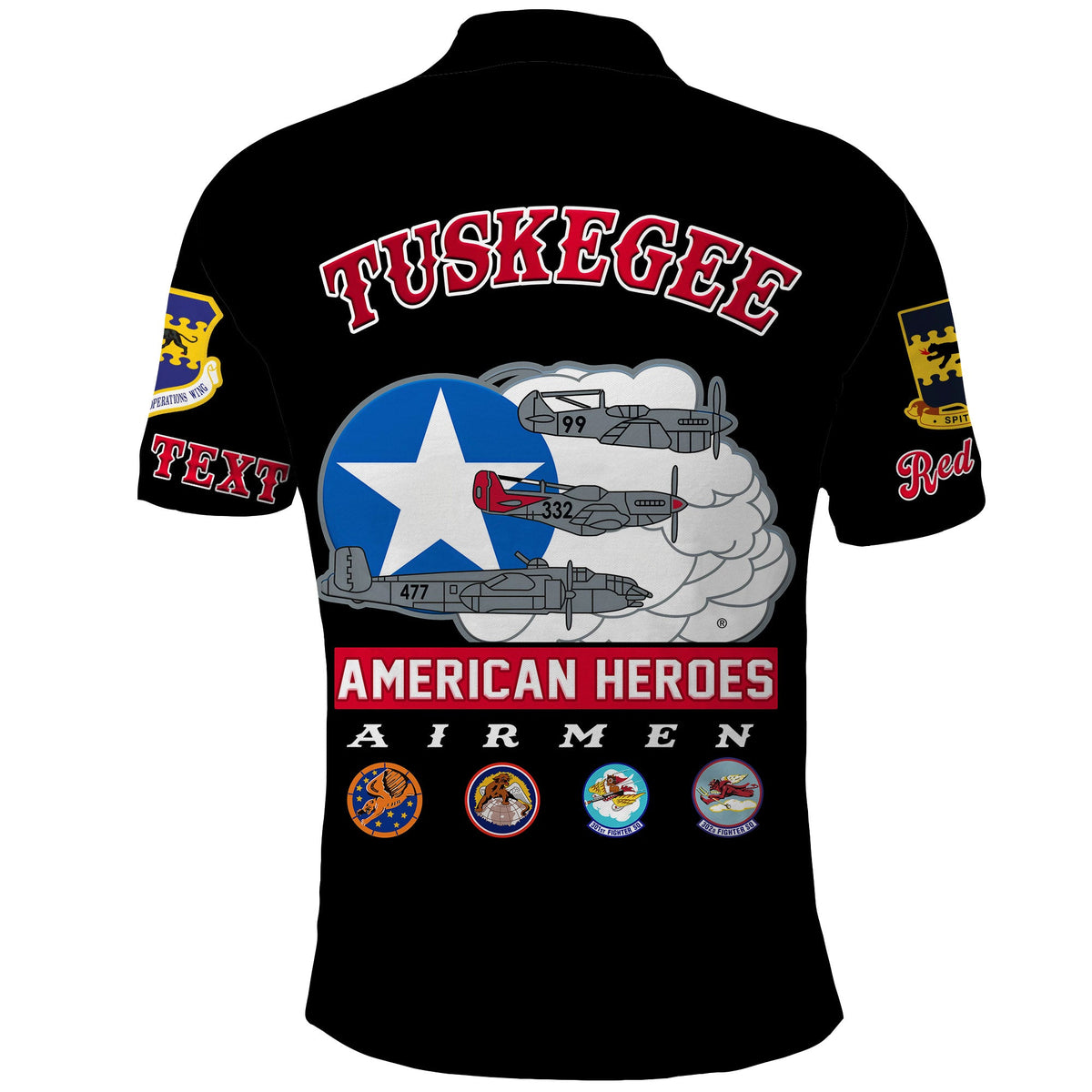Custom Tuskegee Airmen Polo Shirt Red Tail Angels American Heros - Wonder Print Shop