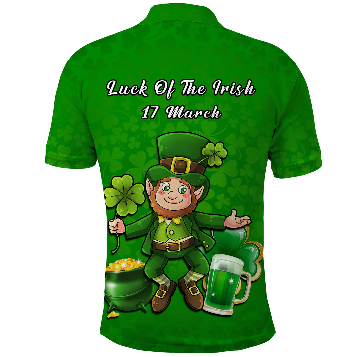 Ireland Polo Shirt Saint Patricks Day Happy Leprechaun And Shamrock - Wonder Print Shop