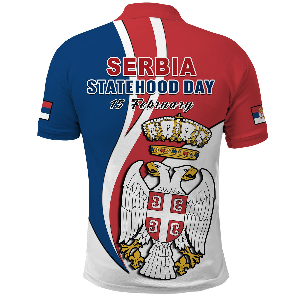 Serbia Polo Shirt Happy Serbian Statehood Day With Coat Of Arms - Wonder Print Shop
