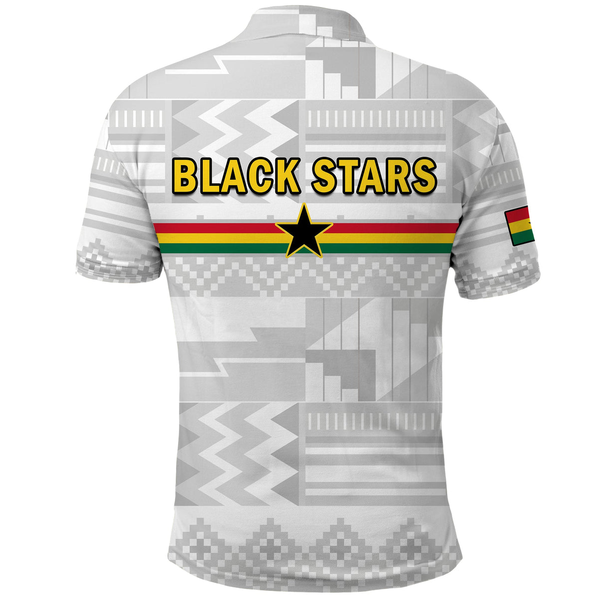 Ghana Football Polo Shirt Black Stars Kente Football 2022 White - Wonder Print Shop