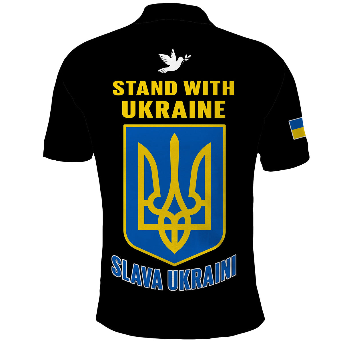 Ukraine Polo Shirt Ukraine Gold Trident Slava Ukraini Black - Wonder Print Shop