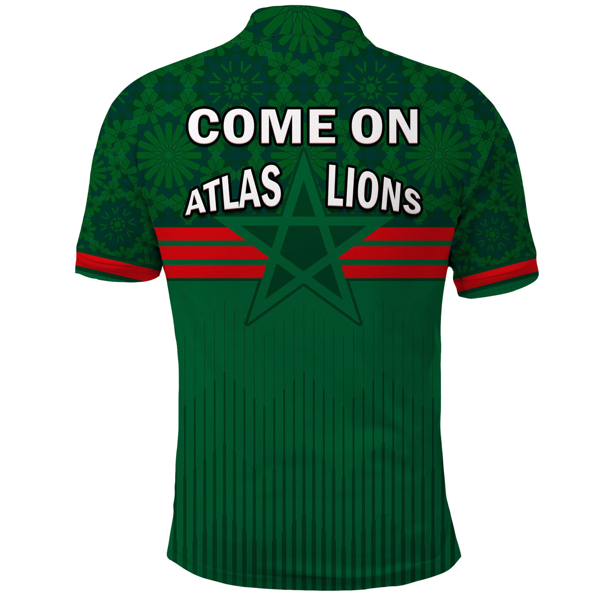 Morocco Football Polo Shirt Football 2022 Green Moroccan Pattern - Wonder Print Shop