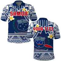 Custom Samoa Polo Shirt Samoan Plumeria Flowers Mix Polynesian Pattern - Wonder Print Shop
