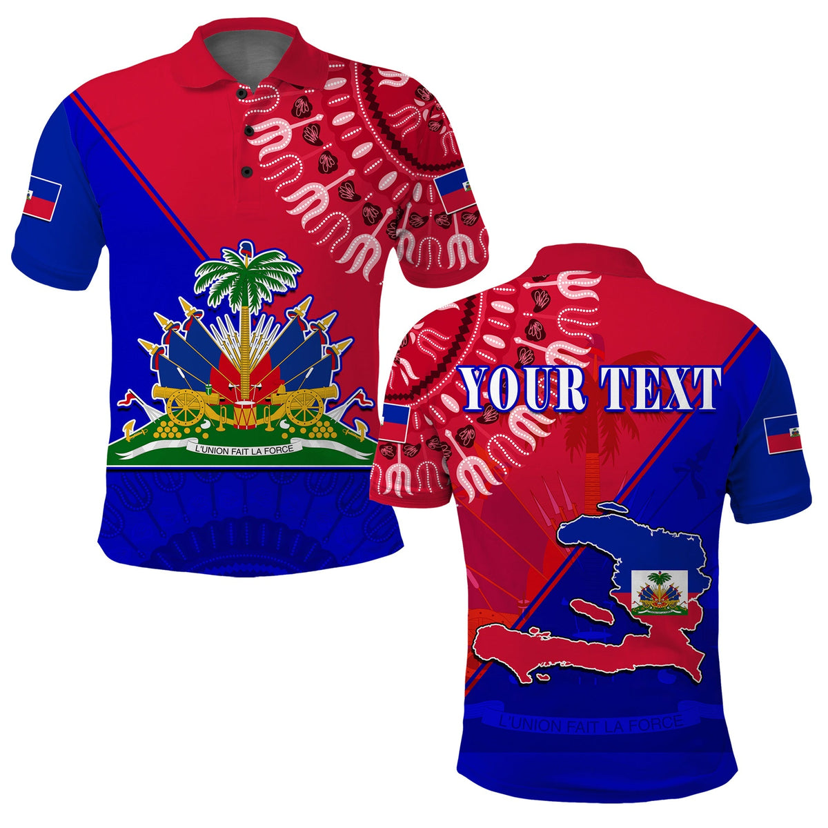 Custom Haiti Polo Shirt Haiti Flag Dashiki Simple Style - Wonder Print Shop