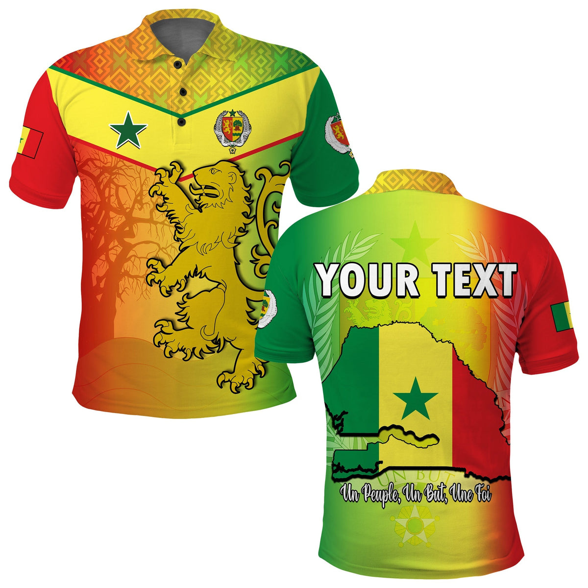 Custom Senegal Polo Shirt Lion With Senegal Map Reggae Style - Wonder Print Shop
