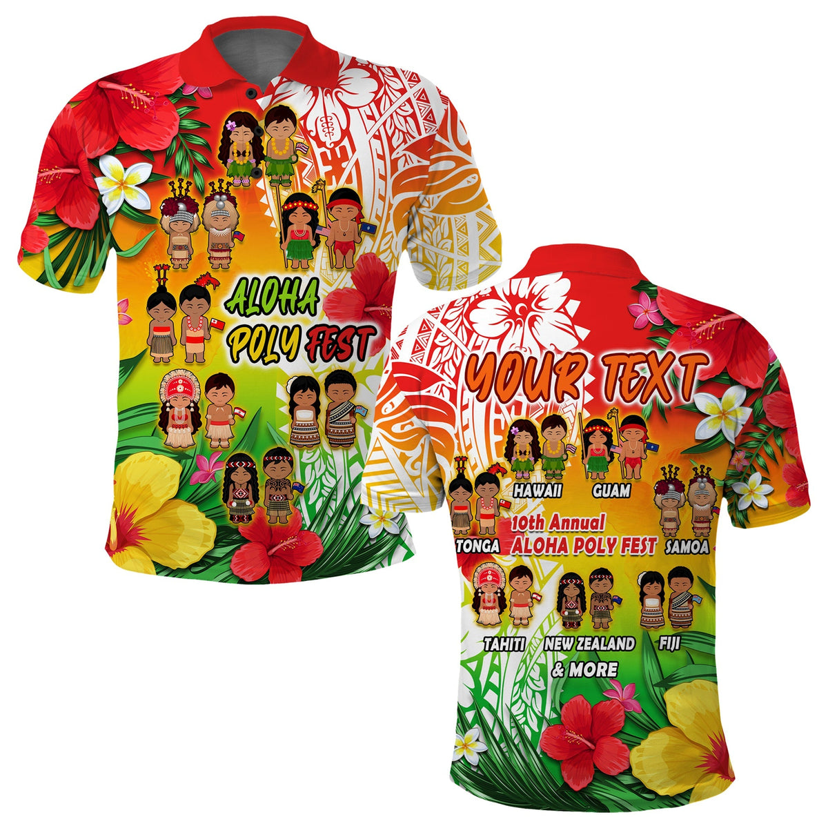 Custom Aloha Poly Fest Polo Shirt Polynesian Pattern With Tropical Flowers - Wonder Print Shop