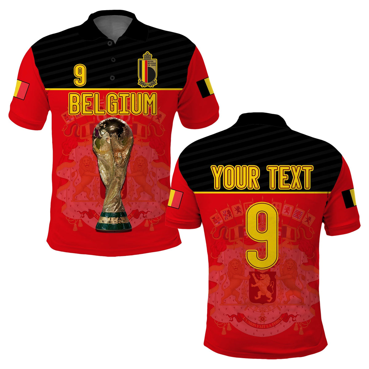 (Custom Text And Number) Belgium Polo Shirt Football 2022 De Rode Duivels Sporty Style - Wonder Print Shop