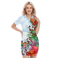 custom-personalised-fiji-polo-dress-proud-fijian-tapa-mix-tagimoucia-flowers