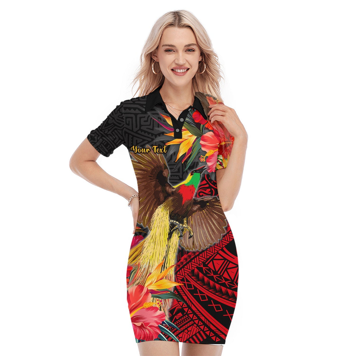 custom-personalised-papua-new-guinea-polo-dress-bird-of-paradise-ver01