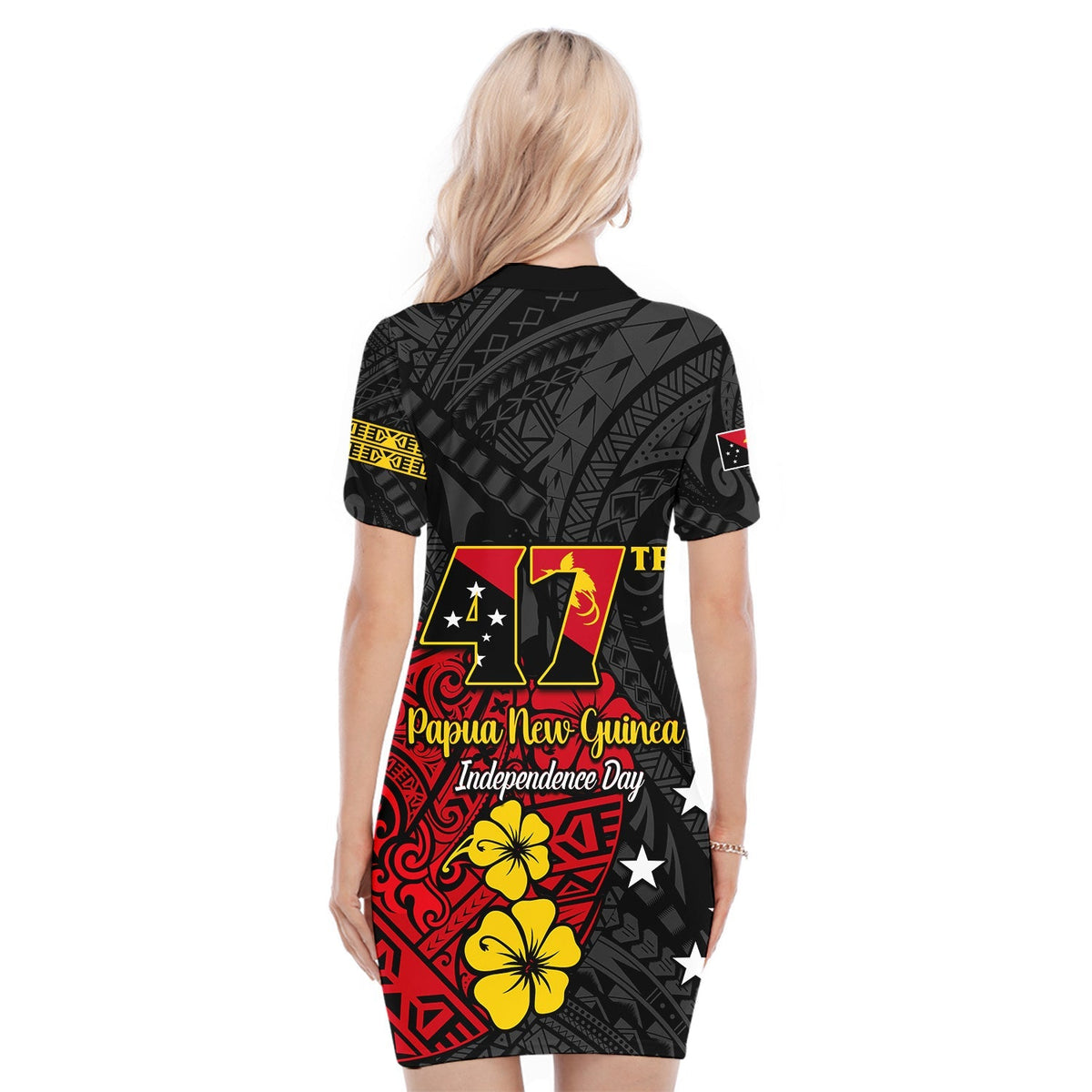 custom-personalised-papua-new-guinea-anniversary-polo-dress-47th-independence-day-since-1975