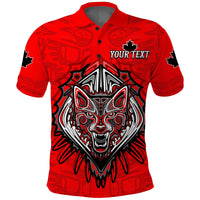 Custom Canada Maple Leaf Polo Shirt Red Haida Wolf LT13 - Wonder Print Shop