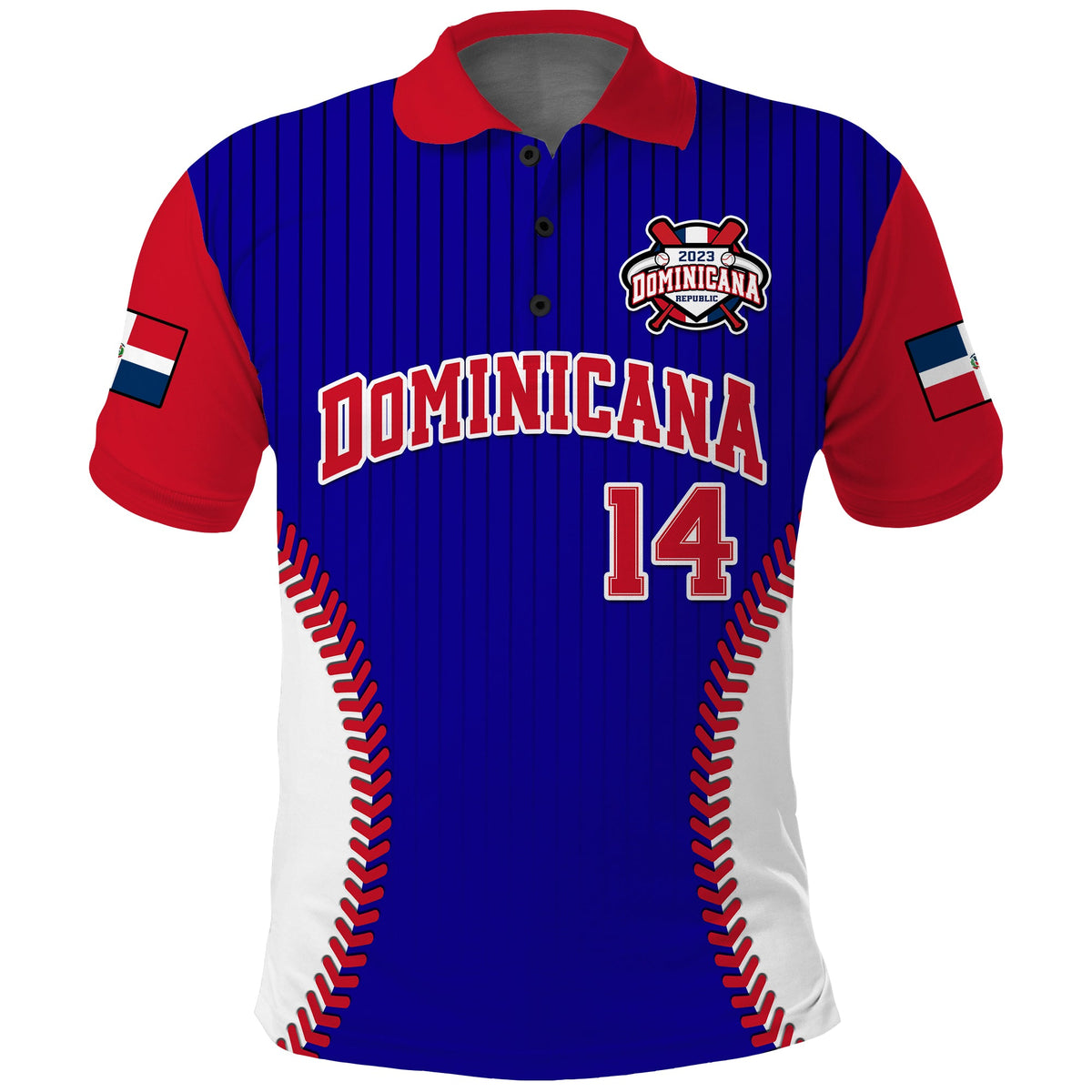 (Custom Text And Number) Dominican Republic Baseball Polo Shirt 2023 Version Blue - Wonder Print Shop