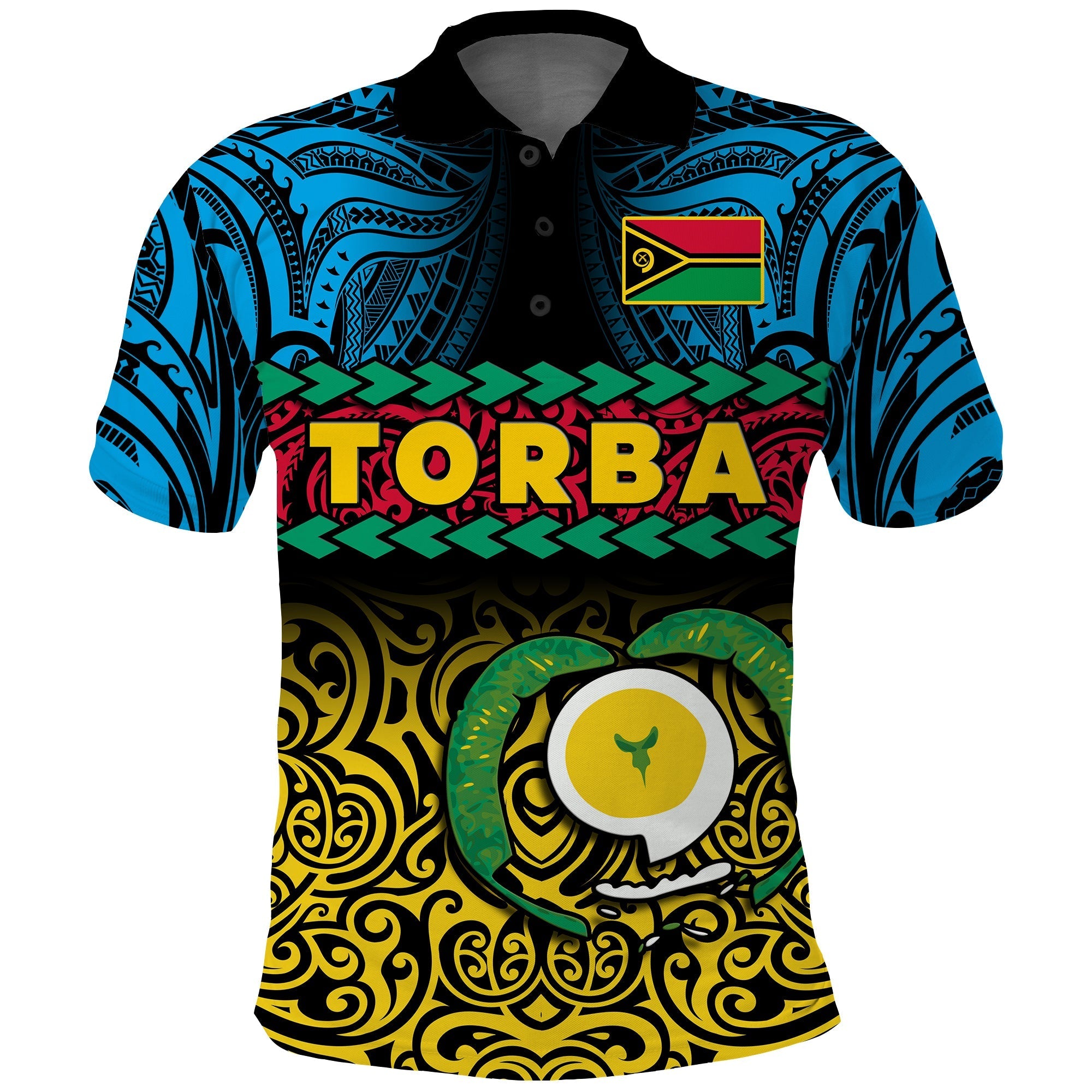 Torba Province Polo Shirt Vanuatu Pig Tusk Polynesian Flag Style - Wonder Print Shop