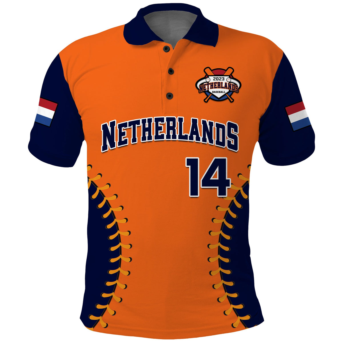 (Custom Text And Number) Netherlands Baseball Polo Shirt 2023 Sporty Style - Wonder Print Shop