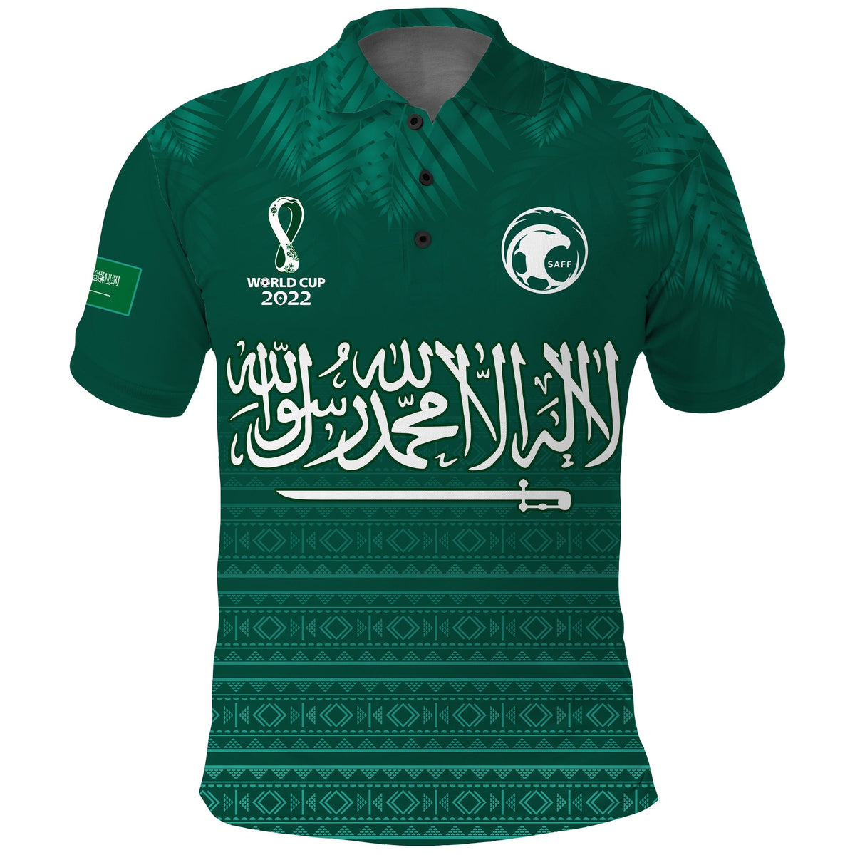 Saudi Arabia Football Polo Shirt KSA Proud Arabia Pattern Green Original LT13 - Wonder Print Shop