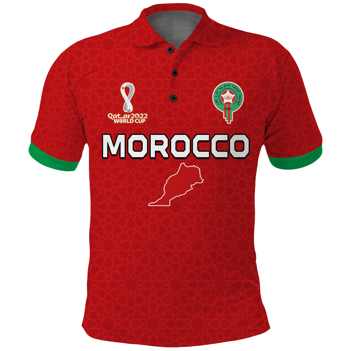 (Custom Text and Number) Morocco Football Polo Shirt Champions World Cup Soccer Proud LT13 - Wonder Print Shop