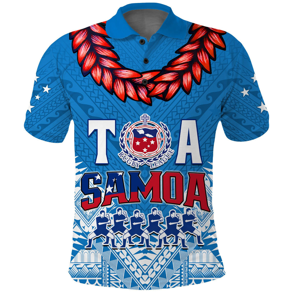 (Custom Text and Number) Toa Samoa Rugby Polo Shirt Manu Siva Tau Style Ulafala LT13 - Wonder Print Shop