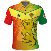 Custom Senegal Polo Shirt Lion With Senegal Map Reggae Style - Wonder Print Shop