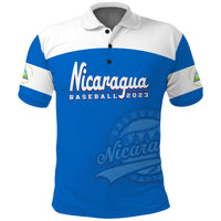 (Custom Text And Number) Nicaragua Polo Shirt 2023 Baseball - Wonder Print Shop