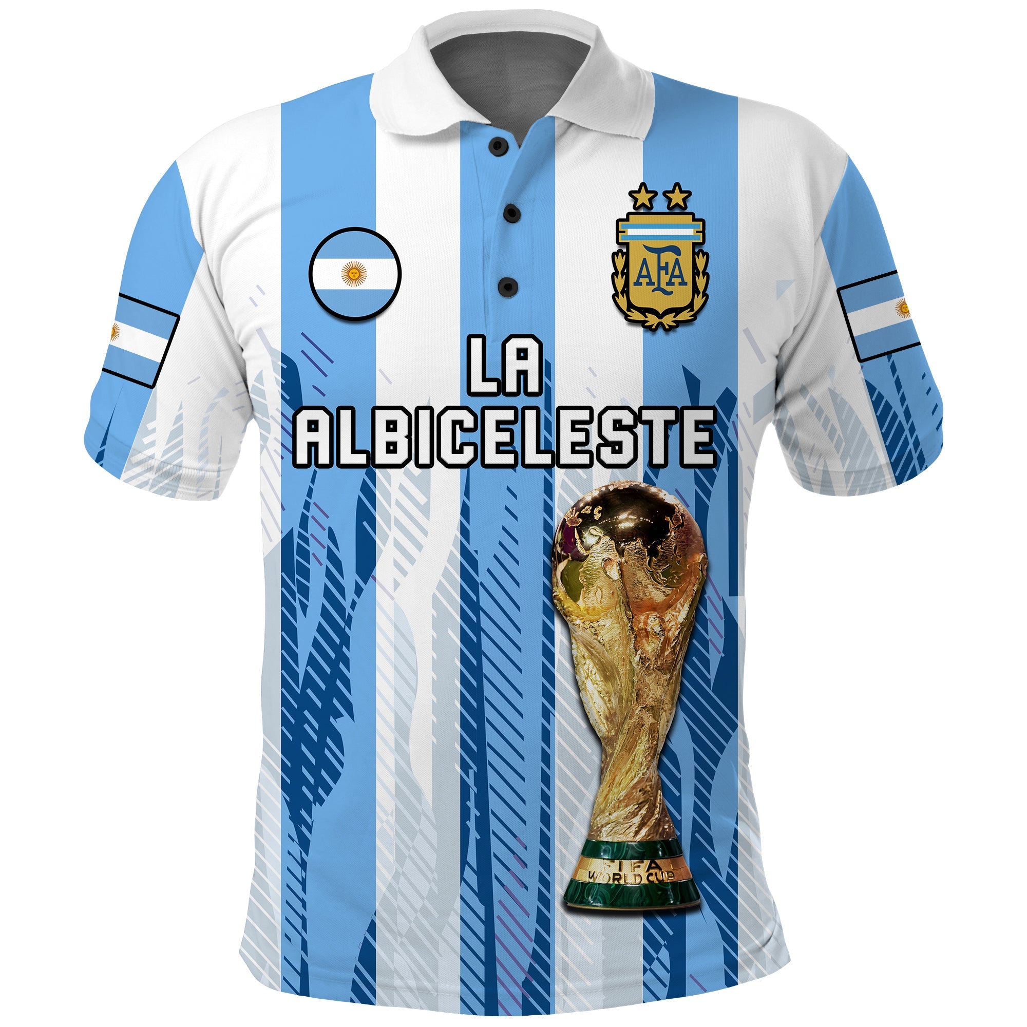 Argentina Football Polo Shirt La Albiceleste Campeon Proud White 2022 - Wonder Print Shop