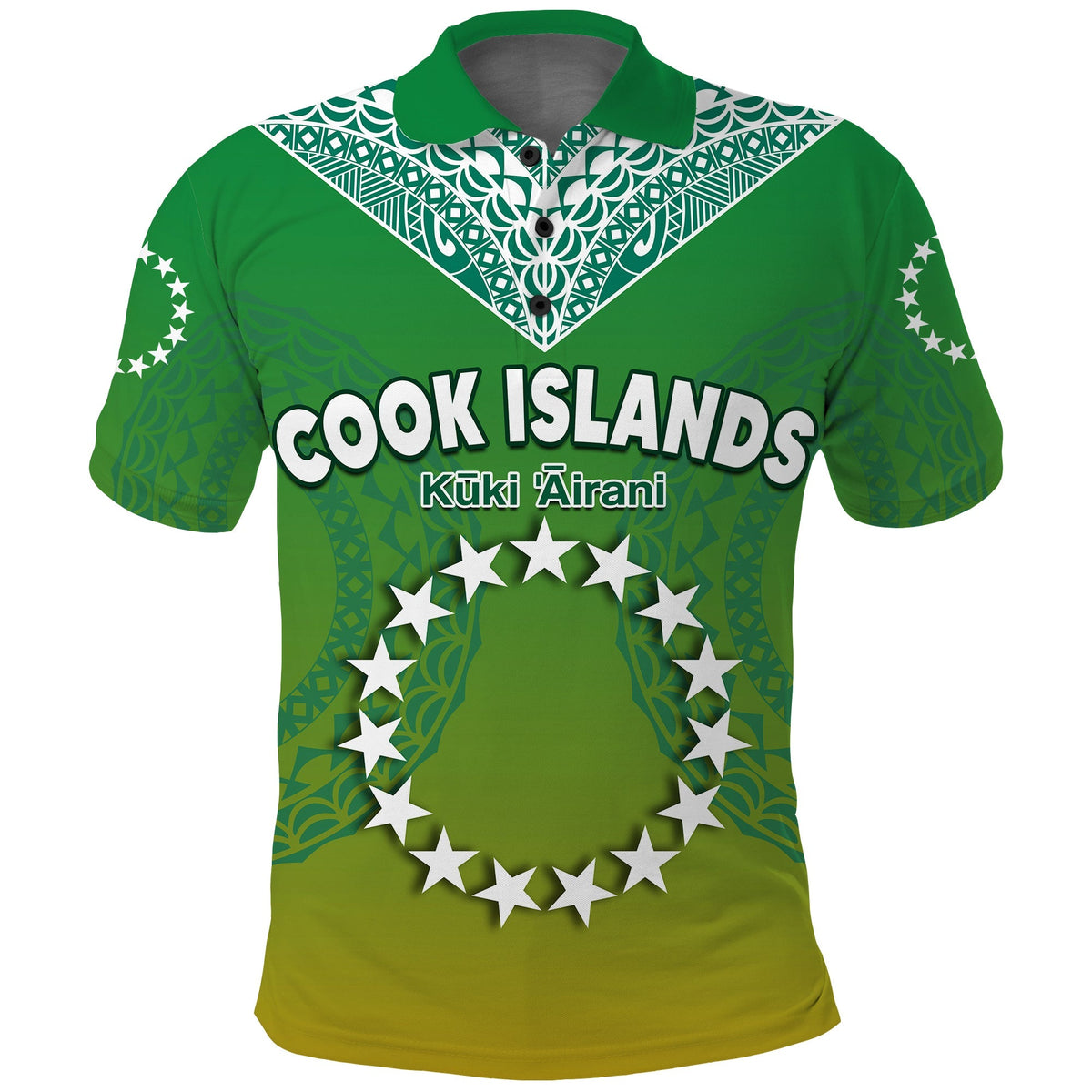 Custom Cook Islands Polo Shirt Circle Pattern Mix Sea Turtle Green Version - Wonder Print Shop