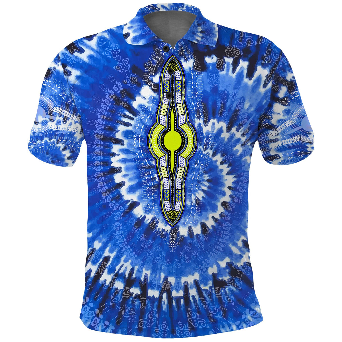 Custom African Polo Shirt Tie Dye Blue Fashion LT13 - Wonder Print Shop