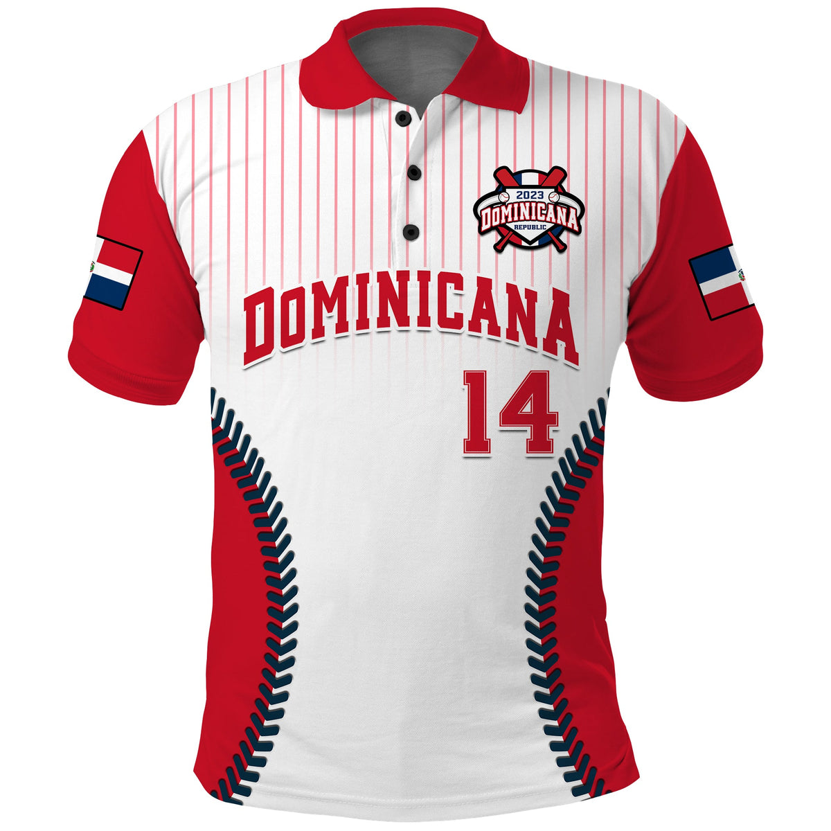 (Custom Text And Number) Dominican Republic Baseball Polo Shirt 2023 Version White - Wonder Print Shop