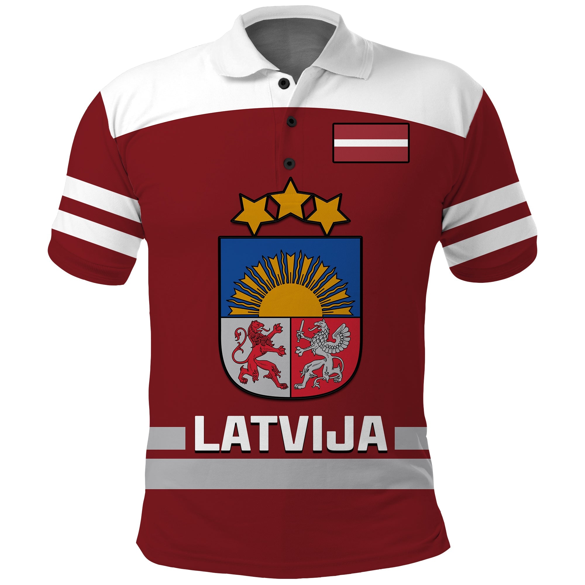 Latvia Hockey Polo Shirt 2023 Red Sporty Style - Wonder Print Shop