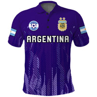 Purple Argentina football polo shirt with crest and 'ARGENTINA' front graphic