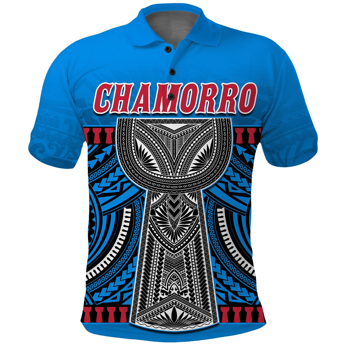 Custom Chamorro Guam Polo Shirt Latte Stone Blue Polynesian Haligi LT13 - Wonder Print Shop