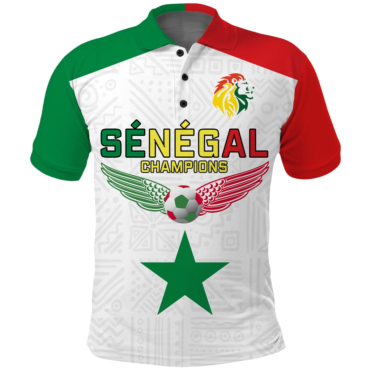 Senegal Football Polo Shirt Lions of Teranga Champions Soccer Wings Flying LT13 - Wonder Print Shop