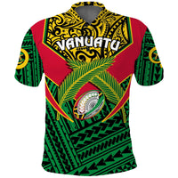 Custom Vanuatu Rugby Polo Shirt Coat Of Arms Polynesian Pattern - Wonder Print Shop
