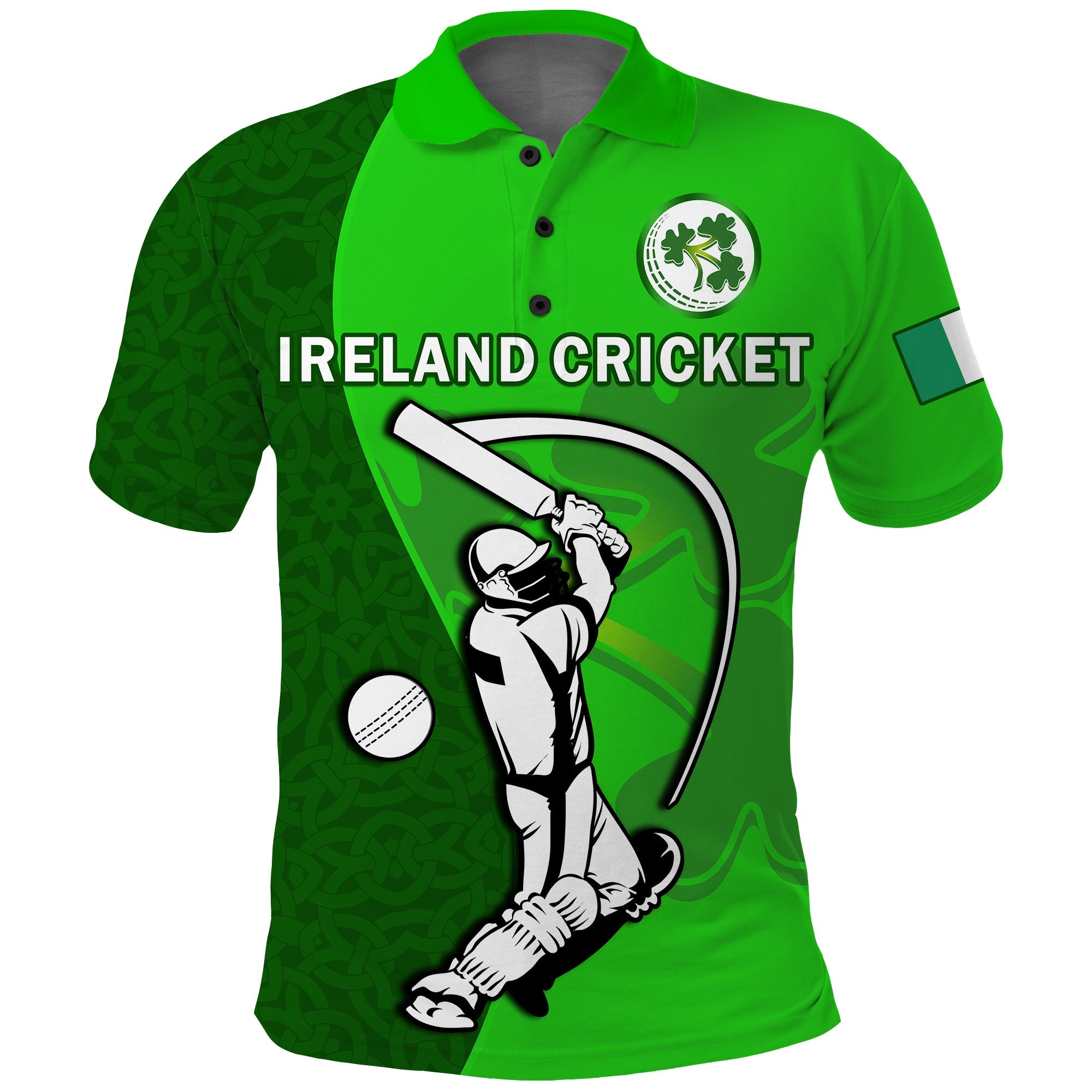 Ireland Cricket Polo Shirt Irish Flag Celtic Cross Sporty Style - Wonder Print Shop