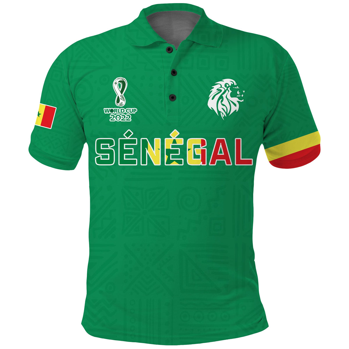 (Custom Text and Number) Senegal Football Polo Shirt Lions of Teranga Soccer Champions World Cup LT13 - Wonder Print Shop