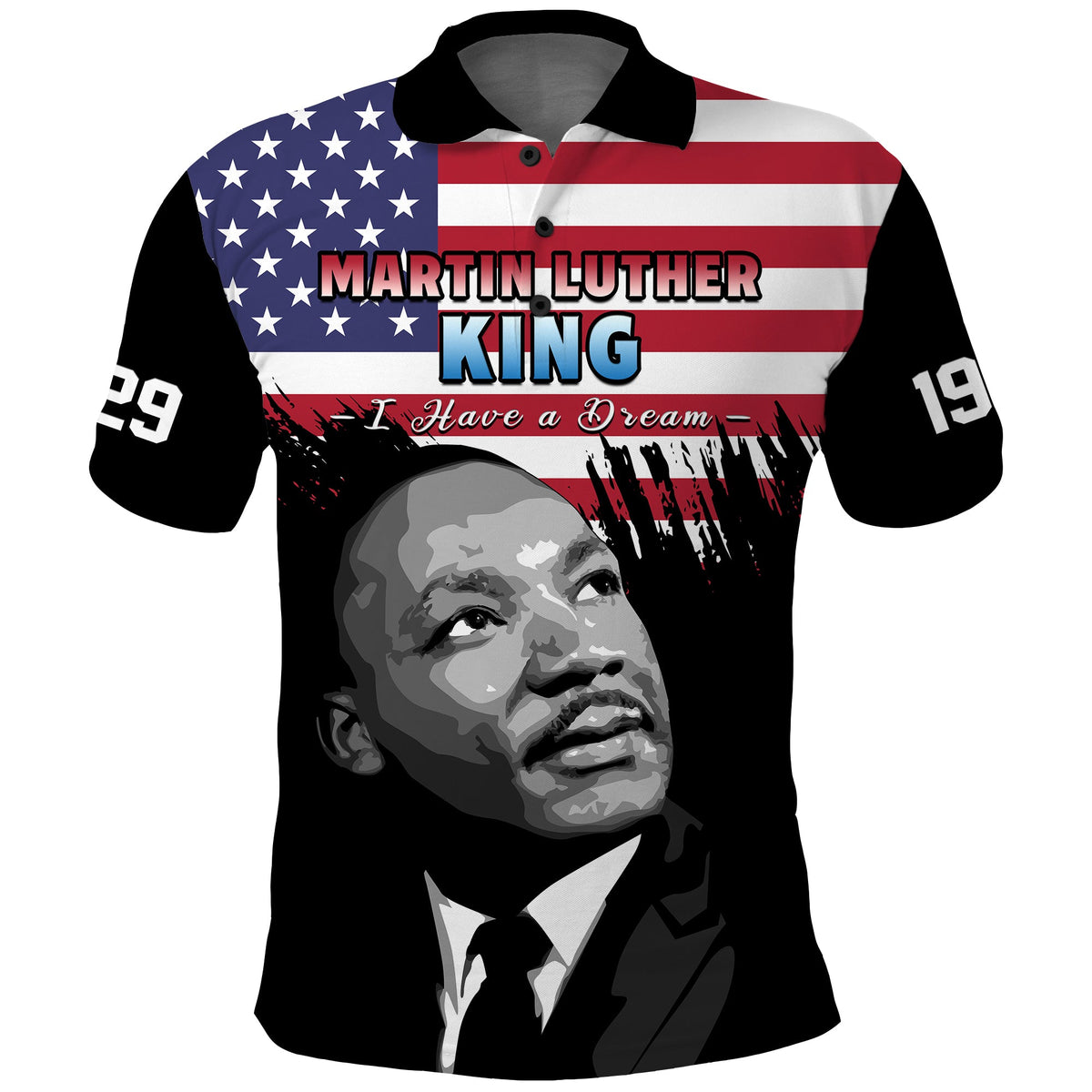 United States Polo Shirt Happy MLK Day Flag Grunge Style - Wonder Print Shop