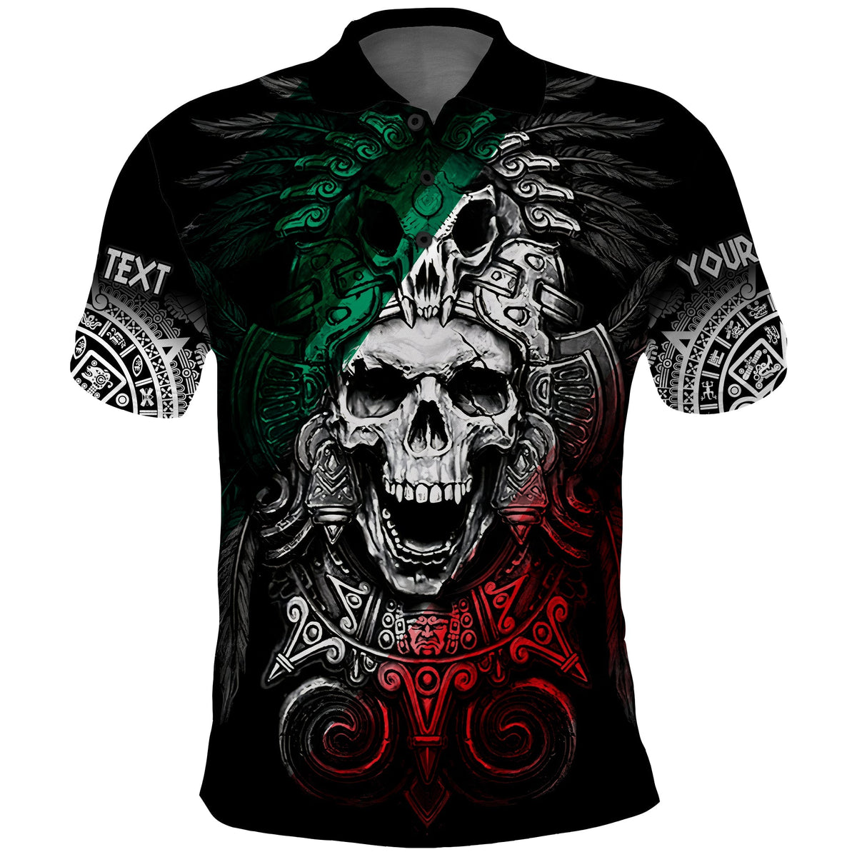 Custom Mexico Polo Shirt Skull Eagle Aztec LT13 - Wonder Print Shop
