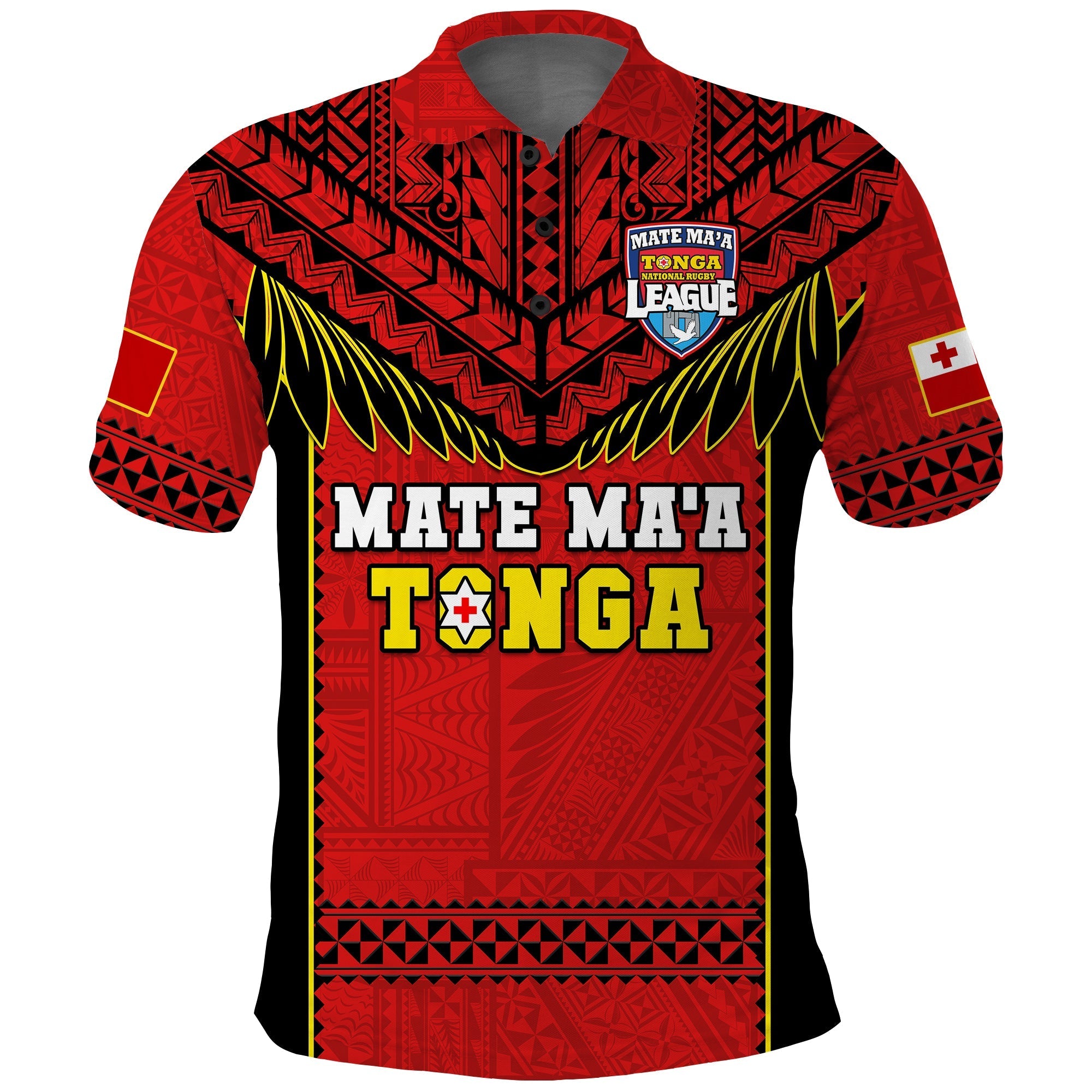 Tonga Rugby Polo Shirt Mate Maa Tonga Pacific Ngatu Black - Wonder Print Shop