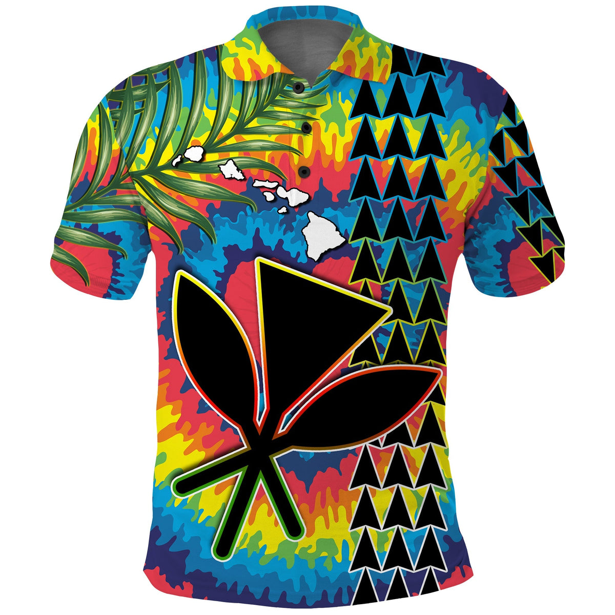 Custom Hawaii Rainbow Tie Dye Polo Shirt Flowers Polynesian Hawaiian Tribal LT13 - Wonder Print Shop