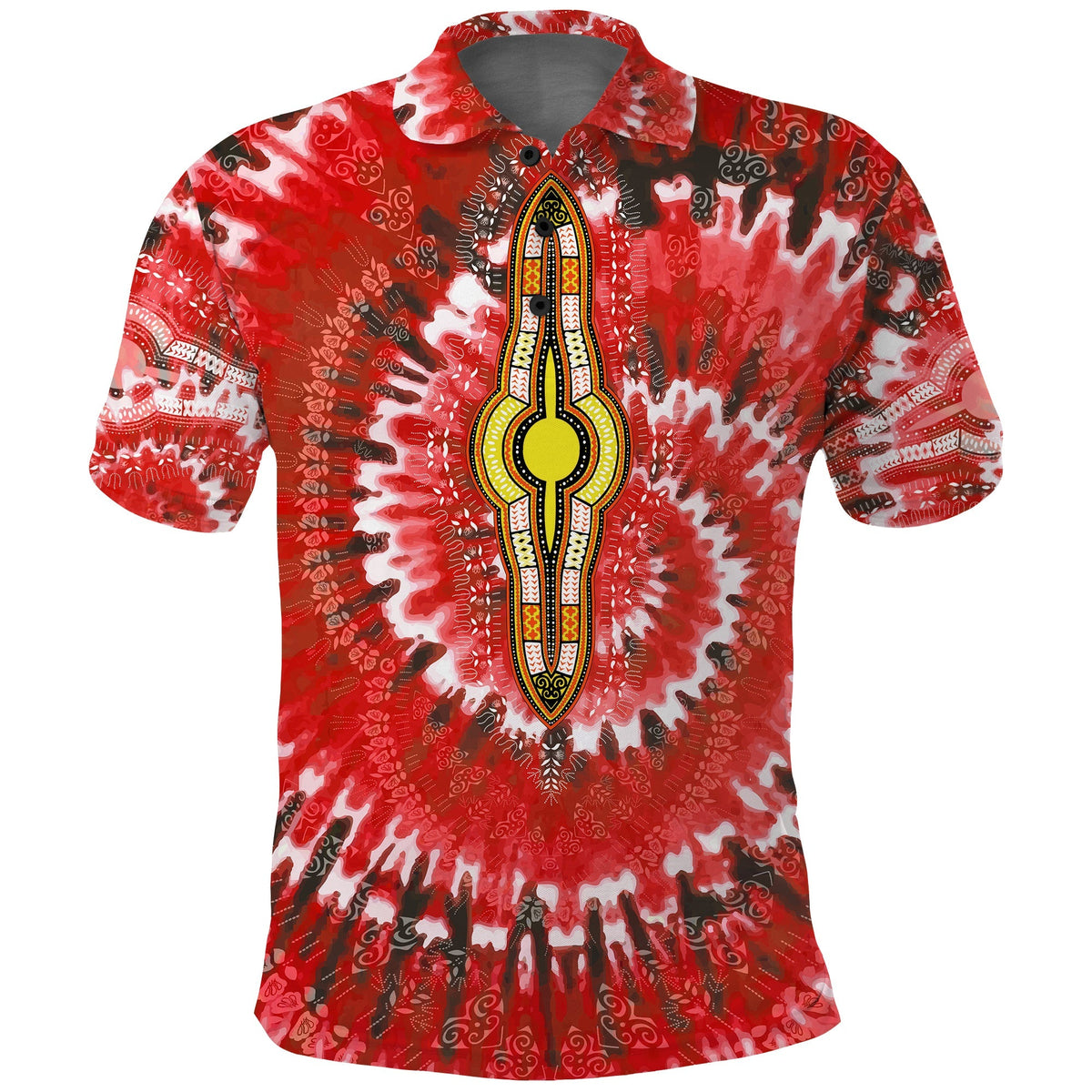 Custom African Polo Shirt Tie Dye Red Fashion LT13 - Wonder Print Shop