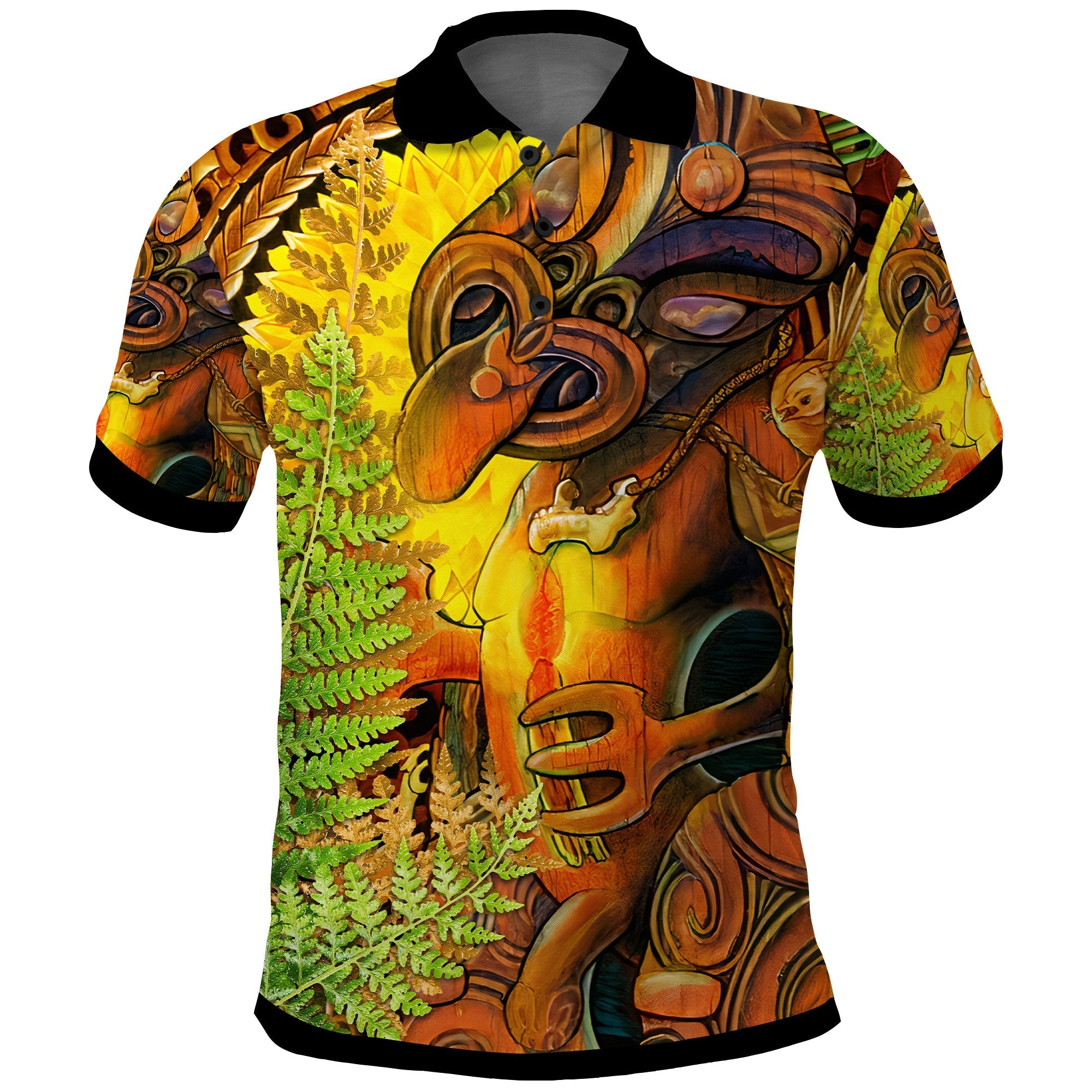 Custom Hei Tiki Maori Polo Shirt Fern Aotearoa Ta Moko Sun LT13 - Wonder Print Shop