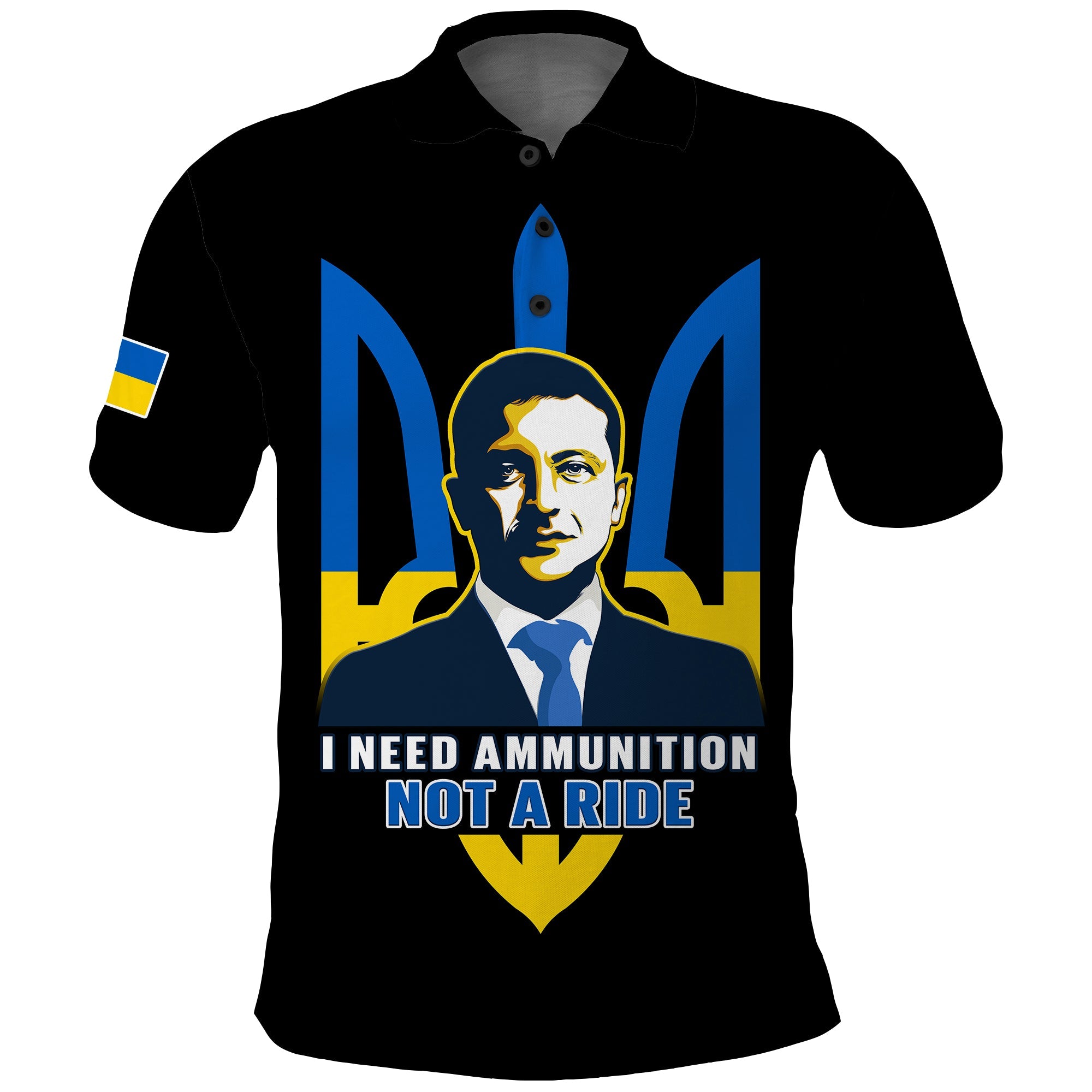 Ukraine Polo Shirt Ukraine Gold Trident Slava Ukraini Black - Wonder Print Shop