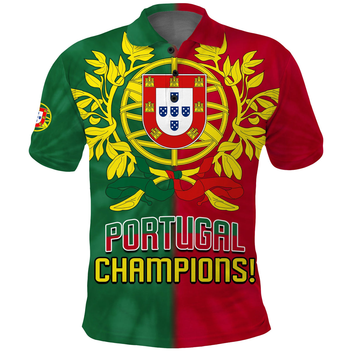 (Custom Text and Number) Portugal Football Polo Shirt Campeao Football 2022 Tie Dye Special LT13 - Wonder Print Shop