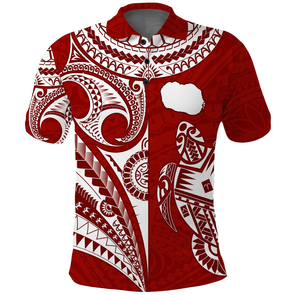 (Custom Text and Number) Rarotonga Cook Islands Polo Shirt Turtle and Map Style Red LT13 - Wonder Print Shop