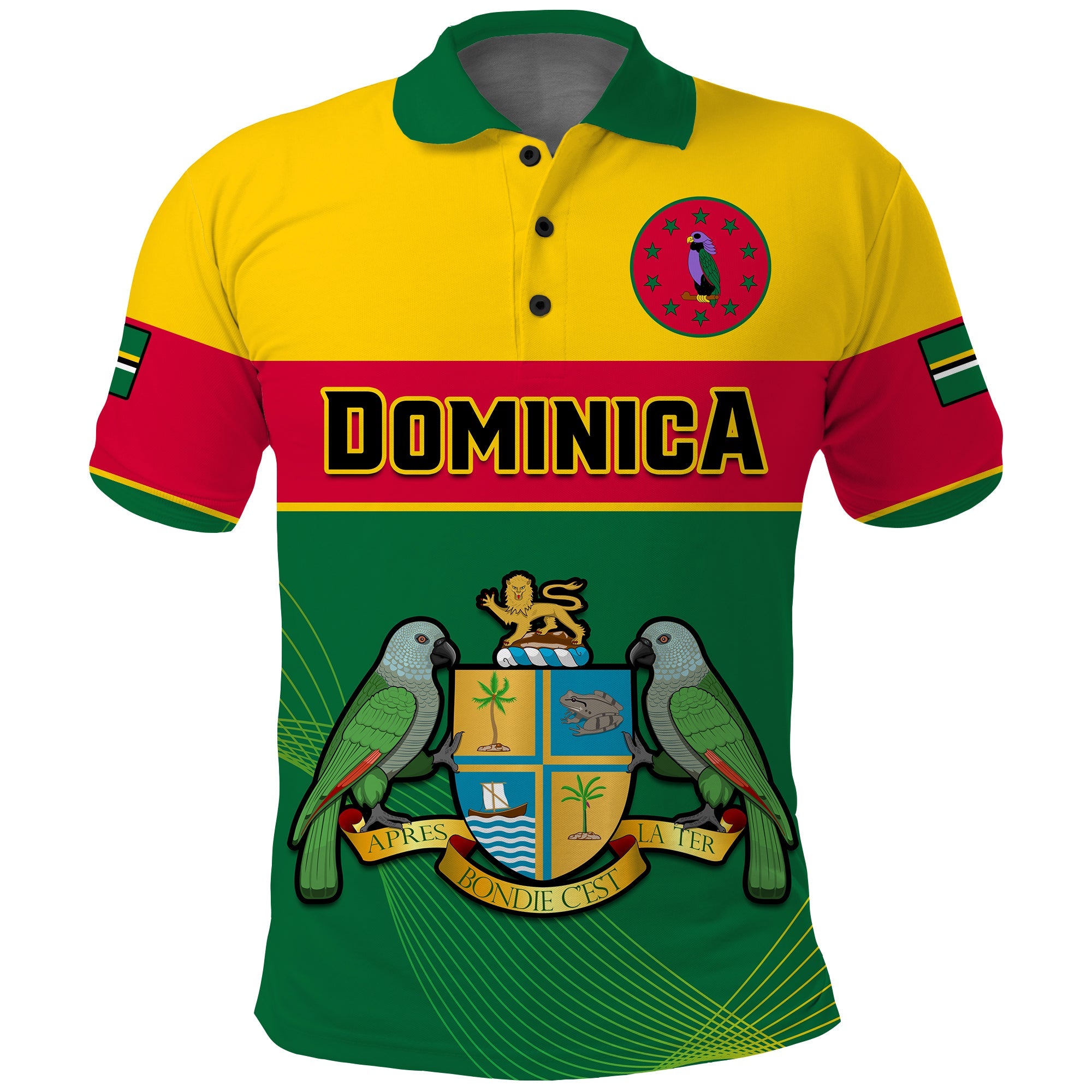Custom Dominica Polo Shirt Dominican Coat Of Arms With Map - Wonder Print Shop