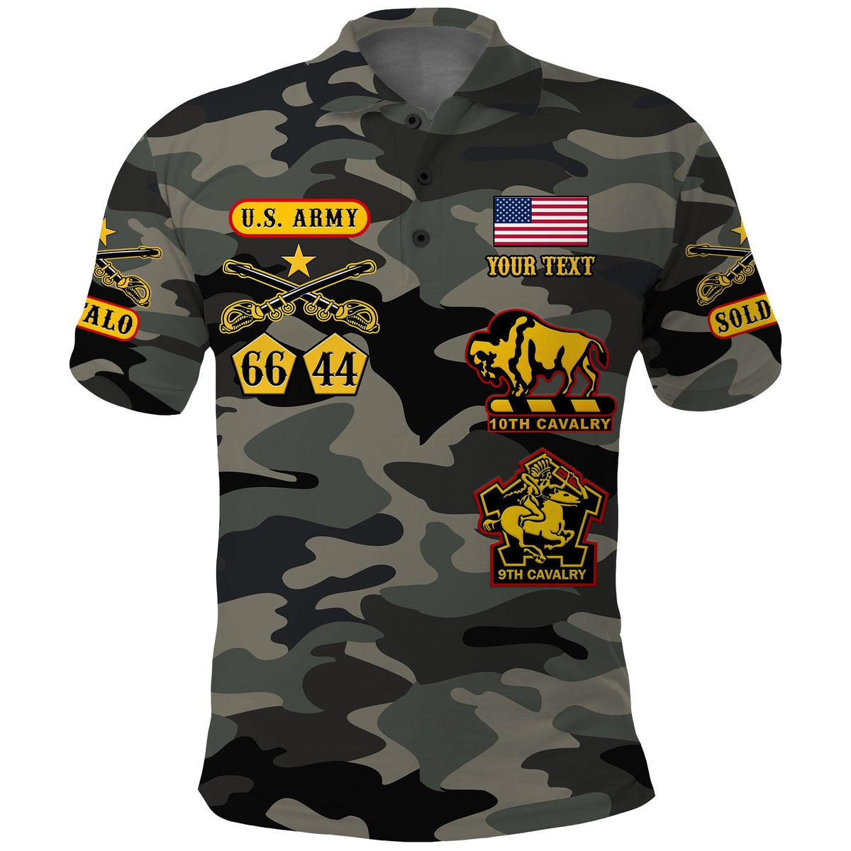 Custom Buffalo Soldiers Polo Shirt Camouflage Unique LT13 - Wonder Print Shop