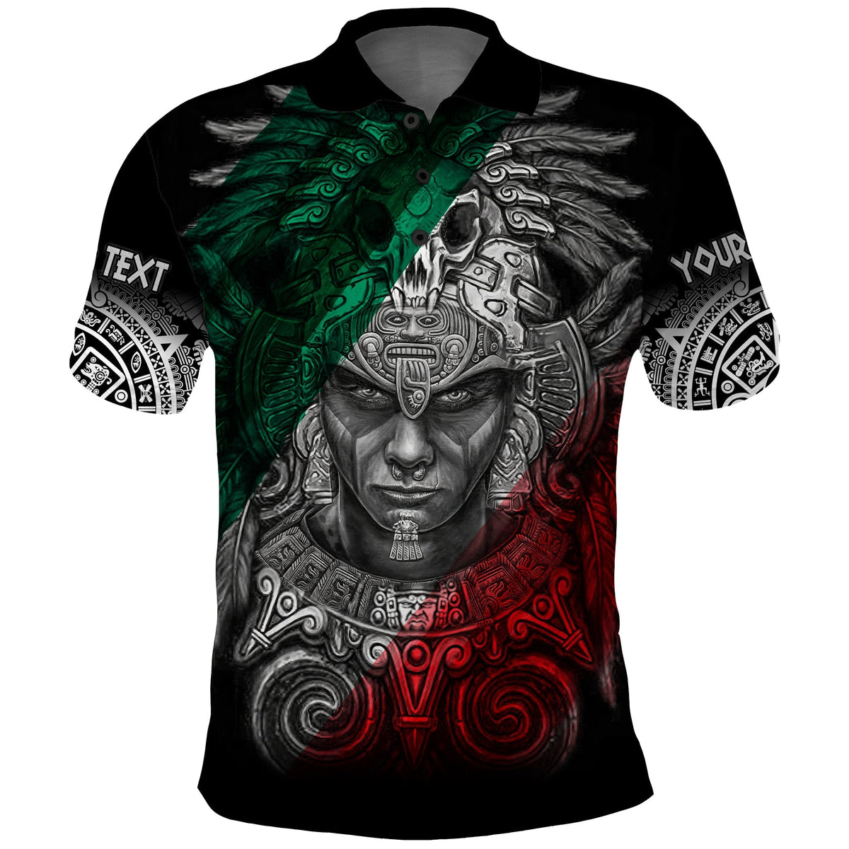 Custom Mexico Polo Shirt Warrior Eagle Aztec LT13 - Wonder Print Shop