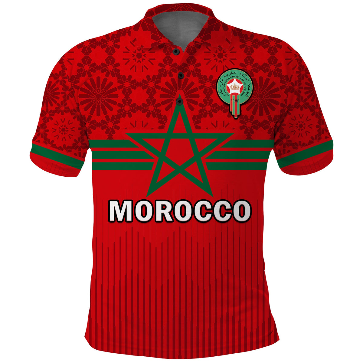 (Custom Text And Number) Morocco Football Polo Shirt Football 2022 Red Moroccan Pattern - Wonder Print Shop