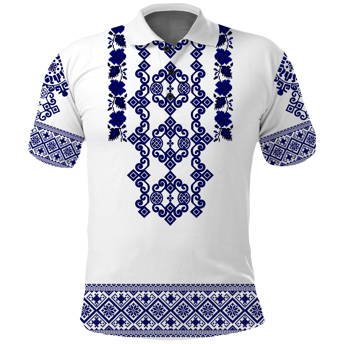 Custom Ukraine Polo Shirt Navy Ukrainian Folk - Wonder Print Shop
